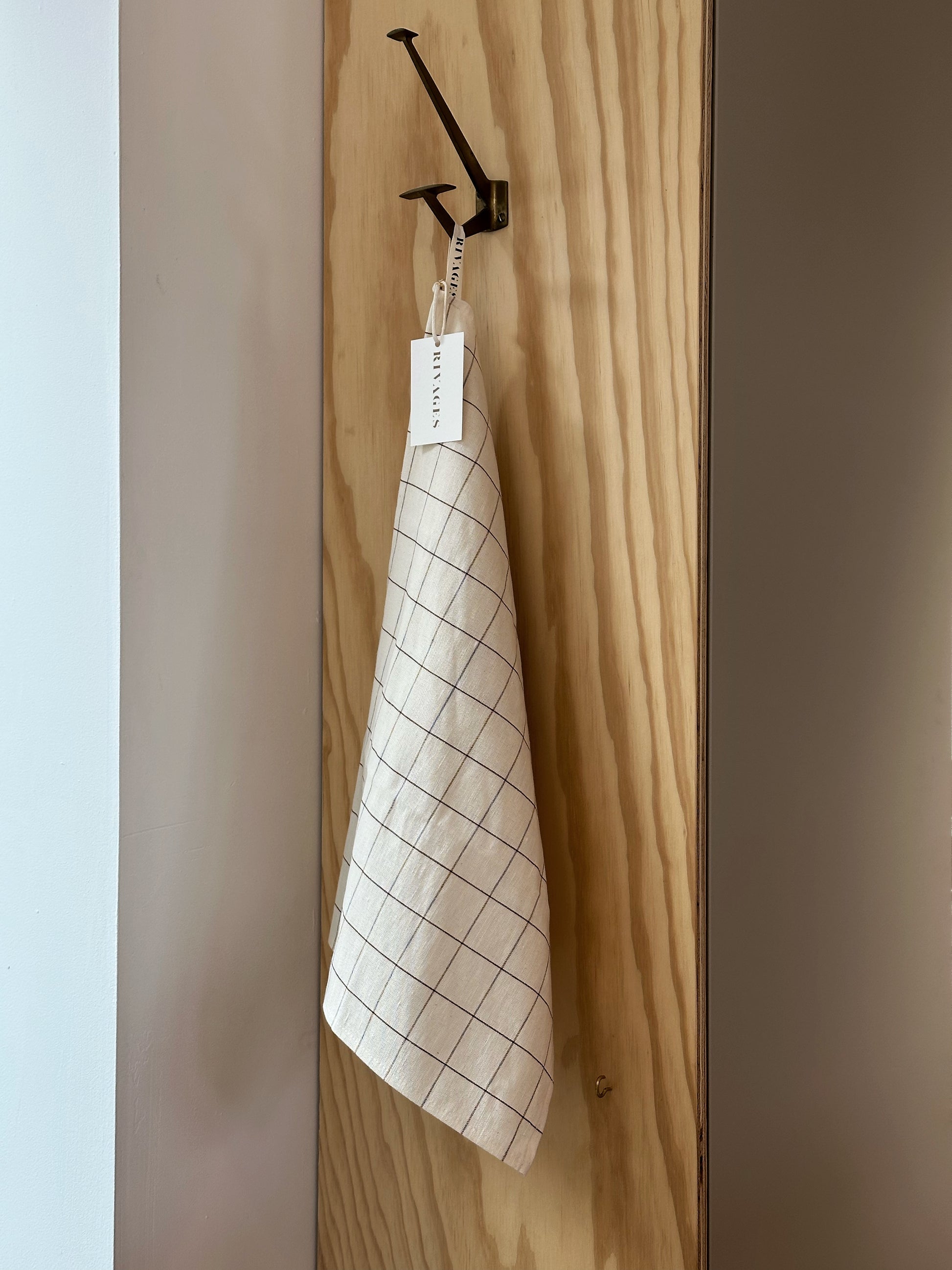 Torchon RIVAGES Caramel lin et coton tissé artisanalement en Bretagne près de Morlaix
