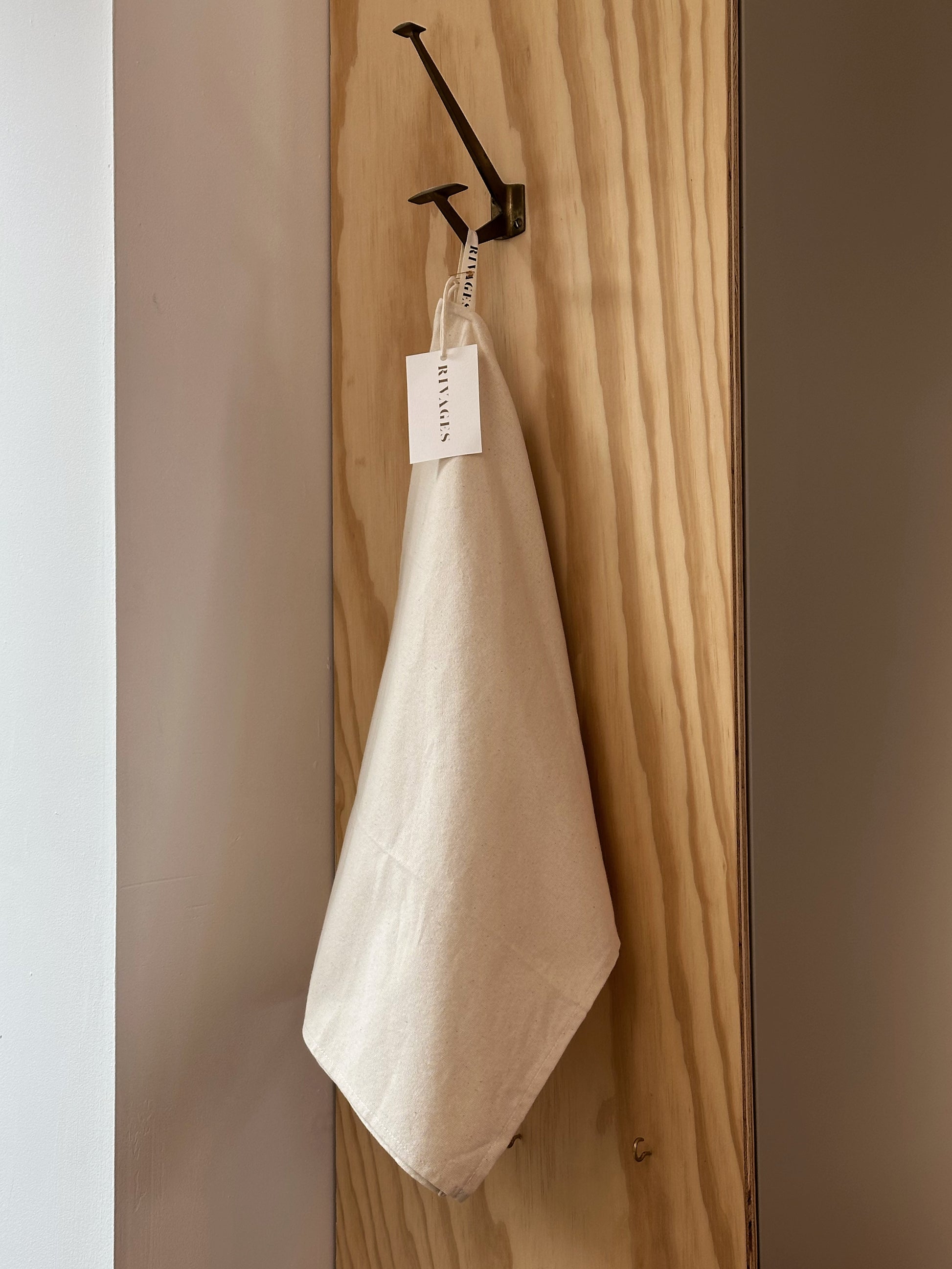 Détail du tissage coton naturel du torchon RIVAGES fabriqué dans le Finistère